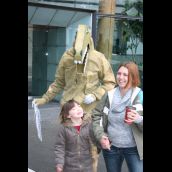 Two of many happy dino fans who posed for a photo