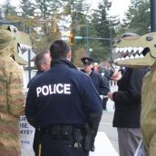 Briefly detained for investigation re "assault by trespass"