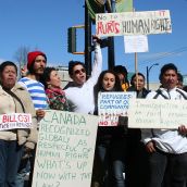 No to Bill C-31! // No al proyecto de ley C-31. Vancouver, April 4 abril 2012. Foto: Sandra Cuffe