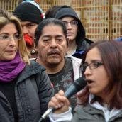 Outside the Pantages (author Naomi Klein at left) 