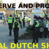 Around 30 protesters met for a protest only to be met by over 30 police including bike cops and the Riot Squad aka Public Service Unit.