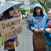 Resident Claudette Clermont,72, and VRU supporters.