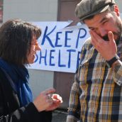 City deputy GM Brenda Prosken and activist Ivan Drury 