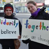Teachers from Strathcona School in the Downtown Eastside took to the streets after class today.