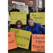 Teachers from Strathcona School in the Downtown Eastside took to the streets after class today.