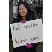 Teachers from Strathcona School in the Downtown Eastside took to the streets after class today.