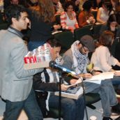 6pm AMS president Bijan Ahmadian with armful of Coke
