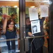 Women inside the police station demanding action from the VPD
