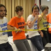 Cordoned off "climate crime scene." 