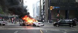 3:51:55. Looking south on Bay Street towards G20 security perimeter location