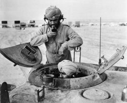 Sikh soldiers manning a tank in Libiya World War Two.