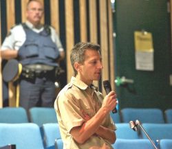 West Vancouver developer Ender Ilkay spoke at the end to an almost-empty hall
