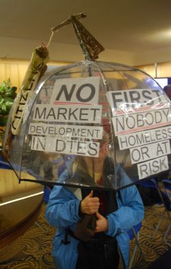 More than 50 housing advocates were slated to speak on the City's condo towers plan. 