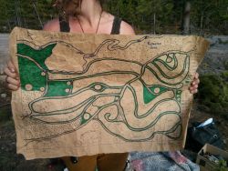 A plan of the permaculture sites at Unis'tot'en spring work camp. 