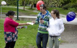 Handing out pamphlets