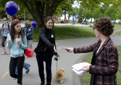 Handing out pamphlets