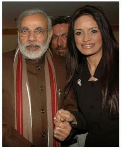 Ruby Dhalla,hand in hand with Narindra Modi, the man standing accused of allowing the genocide of muslims in Gujarat under his leadership. Ruby Dhalla,hand in hand with Narindra Modi, the man standing accused of allowing the genocide of muslims in Gujarat under his leadership.