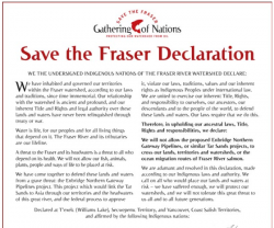 Text of Save the Fraser Declaration. Source: http://savethefraser.ca Text of Save the Fraser Declaration. Source: http://savethefraser.ca