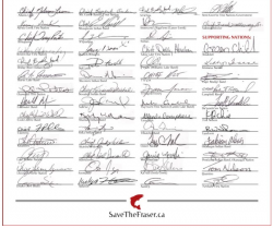 Signatures to the Save the Fraser Declaration. Source: http//savethefraser.ca Signatures to the Save the Fraser Declaration. Source: http//savethefraser.ca