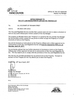 Ten Year Tent City to Defy Trespass Notice